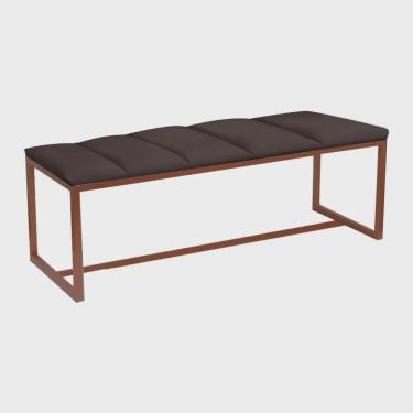 Imagem de Calçadeira Industrial Carla 90cm Solteiro Quarto Box Cama Ferro Bronze Corino Marrom - Ahz Móveis