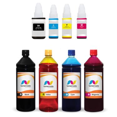 Imagem de Refil + 4 Tinta Compatível Para Canon GI-190 GI190 cmyk 1 Litro