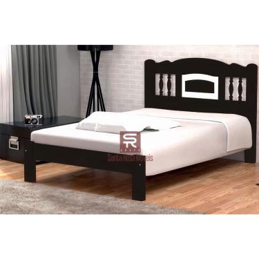 Imagem de Cama Queen Size Bella de Madeira Maciça Tauari - Cor Tabaco/Branco