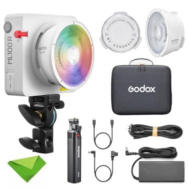Imagem de Godox ML100R Kit3 Luz de vídeo LED colorida com punho de bateria CCT 1800K-10000K Modo FX 14 CRI ≈ 95 TLCI ≈ 95, para fotografia de retrato diária, fotografia móvel ao ar livre, etc