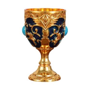 Imagem de Bothyi Goblete medieval vintage, xícara de vinhos de liga, presentes de gravura, aniversário de manobra de liga de zinco, aniversário, Azul Dourado