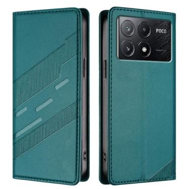 Imagem de Luksinlong Capa para Xiaomi Redmi K70E, capa protetora de couro PU flip fólio, [porta-cartão] [fecho magnético] [suporte], capa carteira Xiaomi Poco X6 Pro 5G - verde escuro