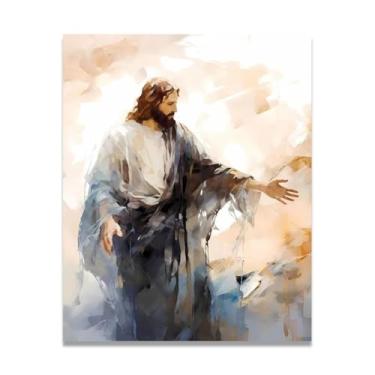 Imagem de Arte de parede Jesus Cristo Leve Vida Filho de Deus Pôster Católico Cristão Senhor Pintura Religiosa Imagem Bíblia para Sala de Estar Igreja Pinturas Modernas Arte Decorativa 65 x 50 cm