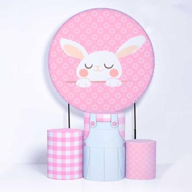 Imagem de Kit Painel de Festa Redondo de 1,80m e Trio de Cilindros Páscoa - Fera Print