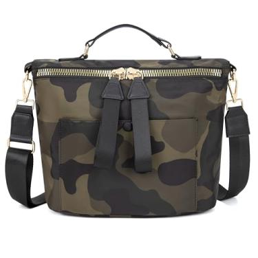 Imagem de Bolsa tiracolo de nylon para mulheres, grande, bolsa de trabalho, leve, impermeável, bolsa feminina com alça, Verde militar