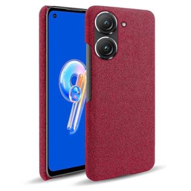 Imagem de Capa para ASUS Zenfone 9,Capa desenhada em lona,Case Protetora Ultrafina com Empunhadura Macia,Design em Tecido Antichoque e Antiarranhões-Red