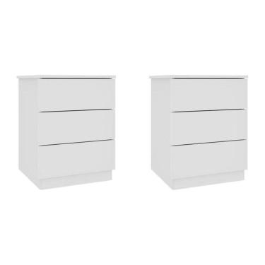 Imagem de Kit 2 Mesas de Cabeceira 3 Gavetas Veronna Branco/Neve