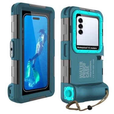 Imagem de ShellBox Case Capa de telefone de mergulho à prova d'água para filmagem de mergulho subaquático, capa de mergulho compatível com Samsung Galaxy S25/24/S23/S22 Ultra/Plus Google Pixel Motorola [botão