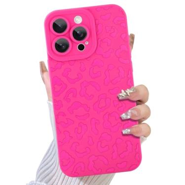 Imagem de TEAUGHT Capa compatível com iPhone 16 Pro Max, estampa fofa de leopardo + protetor de tela para pneu à prova de choque, capa de telefone com estampa de chita para meninas e mulheres - rosa choque