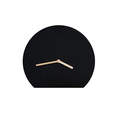 Imagem de Relógio de mesa, estilo minimalista, relógio de metal, irregular, redondo, puro, preto, minimalista, relógio de mesa