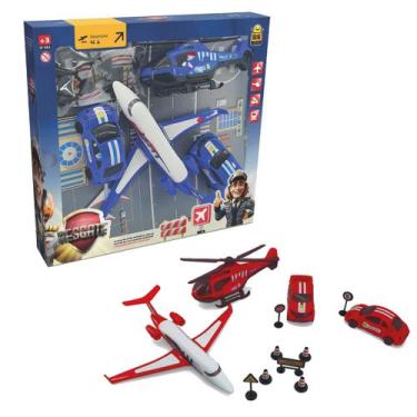Imagem de Brinquedo Helicoptero + Avião + Carrinho + Placas de Sinalização Missã