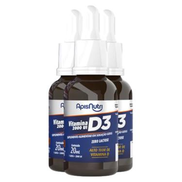 Imagem de Kit 3 Vitamina D3 em Gotas Apisnutri 20ml
