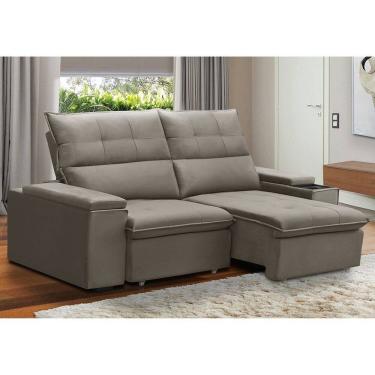 Imagem de Sofá Retrátil e Reclinável com Porta Copos e Objetos 1,80m Parma Castor