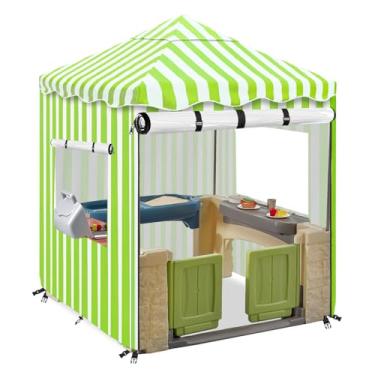 Imagem de Hadisi Capa Para Casinha De Brinquedo Infantil Ao Ar Livre, Com Portas E Janelas Pvc Transparentes, À Prova D'Água, Adequada Várias Marcas O Mesmo Tamanho Brinquedo. Verde (142 Cm L X 142 P 152 A)