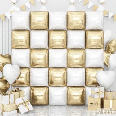 Imagem de Balões de parede quadrados brancos dourados, 25 peças, dupla face, cromado, dourado, branco, kit de arco de túnel para aniversário, casamento, noivado, formatura, chá de bebê, decorações de festa de