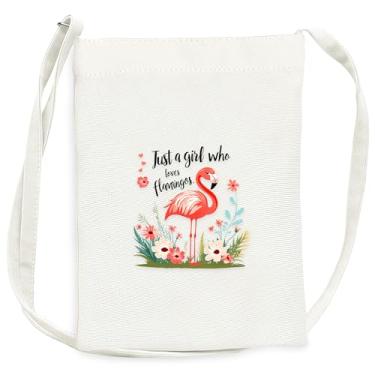 Imagem de BJDAMAI Mini bolsa de lona para adolescentes e meninas, pequena bolsa com alça de ombro para celular, chaves, batom, moeda!, Flamingo