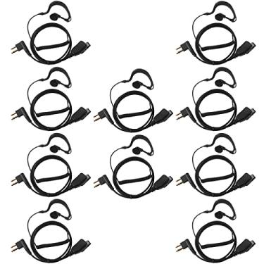 Imagem de KANMIT Fone de ouvido Walkie Talkie para Motorola Radio cls1410 cls1110 bpr40 cp200 cp200d cp185 cp100 rdm2070d com fio de mola em forma de PU G gancho de orelha e microfone PTT, pacote com 10