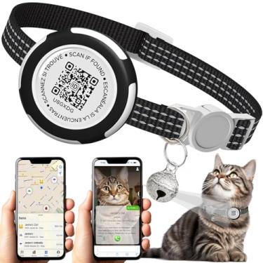 Imagem de Coleira para Gatos Funamei, Impermeável com AirTag, Suporte Oculto para Rastreador GPS, Etiqueta QR ID e Reflexiva, Branco, Tamanho Pequeno (23 a 33 cm)