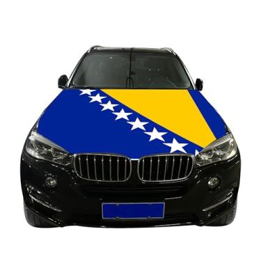Imagem de Faizaham Capa de capô de carro da Bósnia e Herzegovina Country Nation bandeira super elástica lavável resistência UV capa de motor item de decoração evento