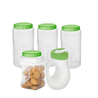 Imagem de Kit 5 Potes Conjunto Multiuso Organização Mantimento Jarra Cozinha - c