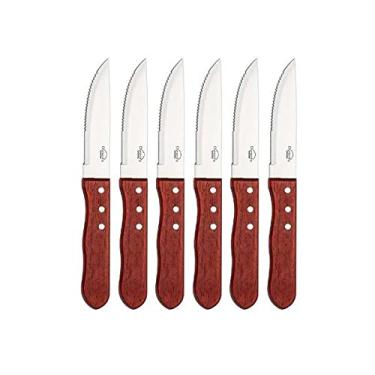 Imagem de Jogo 6 facas para churrasco Rustic em aco inox 1,5mm com cabo de madeira A24,8cm