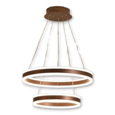 Imagem de Pendente Sala Led Controle Luminária 2 Arcos Círculos Mg124