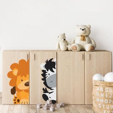 Imagem de Adesivo de Parede Infantil Animais Safari Leão e Zebra Porta