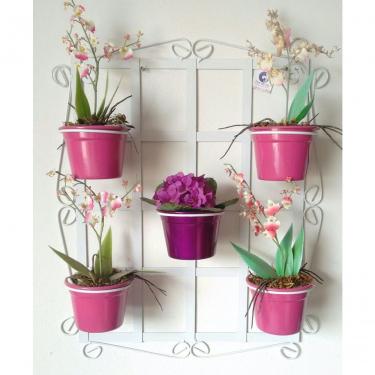 Imagem de Suporte Ferro Plantas Branco Quadrado 5 Vasos