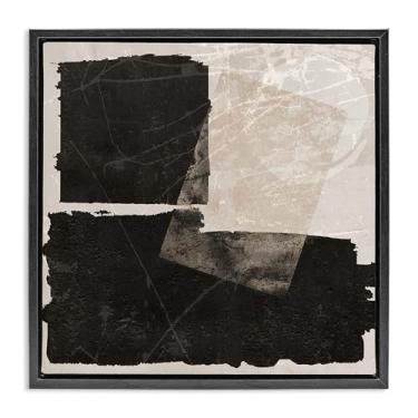 Imagem de Stupell Industries Desenho de arte de parede em tela flutuante preta abstração com listras pretas por Daniela Santiago, 63 x 63 cm