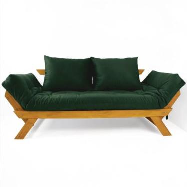 Imagem de Sofá Japão Futon Sarja Madeira Cor Mel - Verde Militar