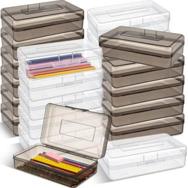 Imagem de Patelai Pacote com 24 caixas de lápis preta, 21 x 11 x 6 cm, caixa de lápis transparente, caixas de giz de cera a granel com tampas apertadas