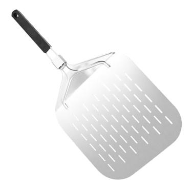 Imagem de IEUDNS Pá de metal para pizza, descascador de pizza quadrado de 12,5 polegadas, acessórios de alumínio, ferramenta de transferência, utensílio de cozinha