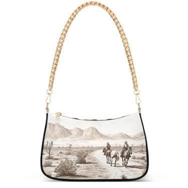 Imagem de Yellow Ducks on Blue Phone Wallet Purse Hobo Designer Bag Women Handbags Shoulder Strap Moon Ladies Shoulder Bag, Cowboy Riding Desert