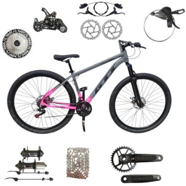 Imagem de Bicicleta Aro 29 GTI Roma 12 Velocidades MTB Index Disco Hidráulico Suspensão 80mm Unissex (Cinza/Rosa, 19)