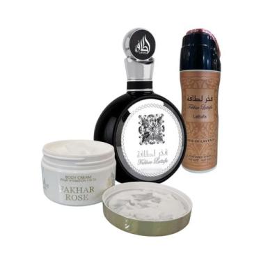 Imagem de Combo Fakhar Black com Creme e Spray Rose - Lataffa