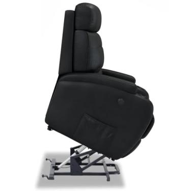 Imagem de Poltrona do Papai Reclinável Elétrica bivolt Lift com Sistema de elevação Em Corino Importado - Modelo Florença Damie (Preto)