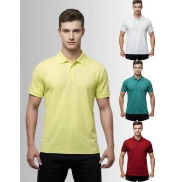 Imagem de Kit 4 Camisas Masculina Gola Polo Piquet Poliéster - Genérica, Am bebê