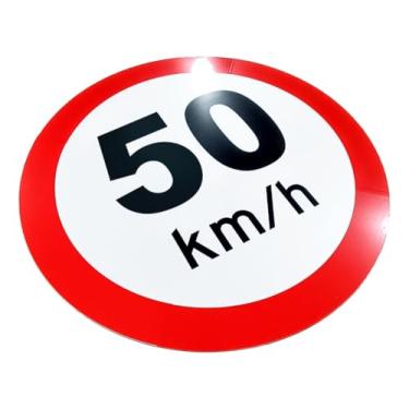 Imagem de Placa de Sinalização, Velocidade, Condomínio, 50km/h, 50cm, em ACM 3mm (alumínio composto)