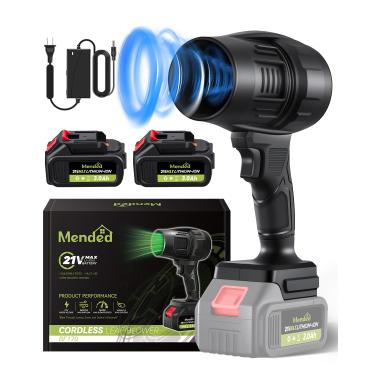 Imagem de Mended Soprador de folhas portátil sem fio: limpador de pó portátil com 2 baterias de 21 V 3000 mAh - soprador de neve de ar de 180.000 RPM com velocidade ajustável - Mini limpador a seco para limpeza