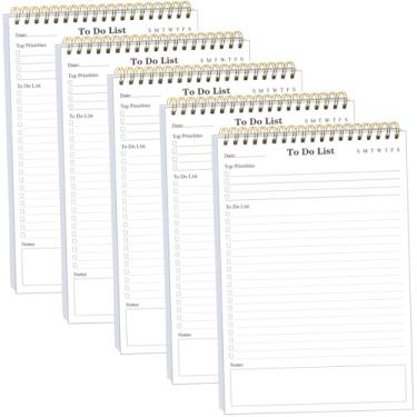 Imagem de Bloco de notas para fazer - Agenda diária sem data A5, 250 folhas/500 páginas para fazer para o trabalho, bloco de notas espiral à prova d'água para material de escritório, agenda escolar, 14,7 cm x