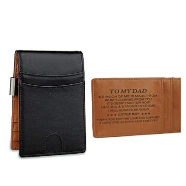 Imagem de Carteira masculina personalizada gravada slim com clipe para dinheiro, presentes personalizados para marido, namorado, filho, pai, presentes de aniversário, To my dad from son, One_Size