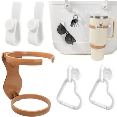 Imagem de LETGO Suporte de copo atualizado para bolsa Bogg – Compatível com Stanley copos de 850 g/1,134 g, acessórios para bolsa Bogg com gancho de inserção mosquetão e pingentes de porta-chaves (café)