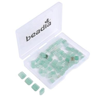 Imagem de Beadia Miçangas Tila de pedra aventurina verde natural 5 x 5 mm quadradas com 2 furos para fazer brincos de pulseira faça você mesmo, 38 cm/fio