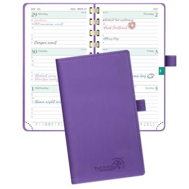 Imagem de POPRUN Agenda de bolso 2026 (tamanho fino 8,9 cm x 16,5 cm) Calendário semanal e mensal para bolsa, com compartimentos de hora em hora, papel grosso de 100 g/m2, capa macia espiral, suporte de caneta