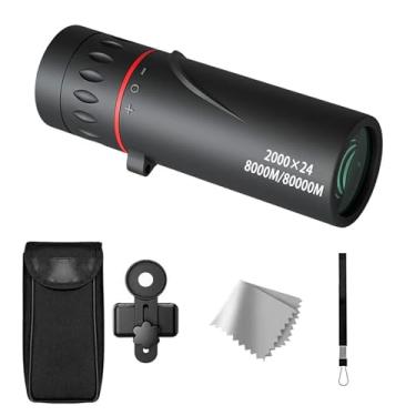 Imagem de Mini telescópio para adultos, com clipes 2000 x 24, telescópios ópticos de foco monocular, monóculo elétrico à prova d'água 8000 m/80000 m para eventos esportivos, shows, acampamento, mira, viagens