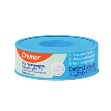 Imagem de Fita Microporosa Cremer Hipoalérgica Branca 1,2cm X 4,5m 1 Unidade