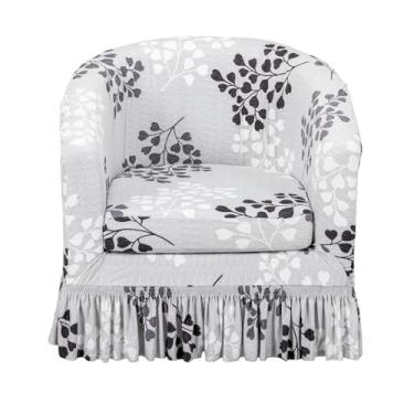 Imagem de CRFATOP Capa para cadeira de clube de 2 peças com saia estampada para poltrona de banheira com capa de almofada de assento, protetor de móveis redondo macio impresso para balcão de bar, sala de estar
