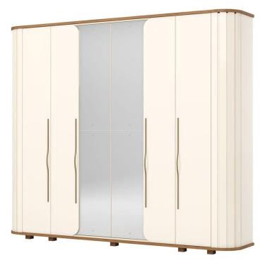 Imagem de Guarda Roupa Casal Premium 6 Portas Off White Nature - Henn