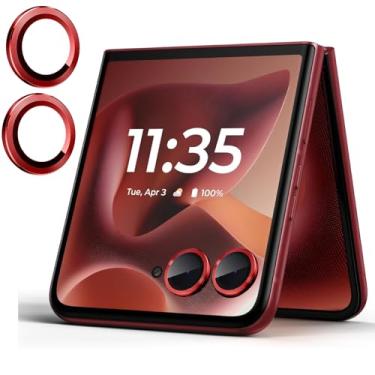 Imagem de Luchantle 2 conjuntos para Motorola Razr 60 Ultra protetor de lente de câmera de vidro temperado 9H, acessórios de decoração de anel de metal (vermelho)
