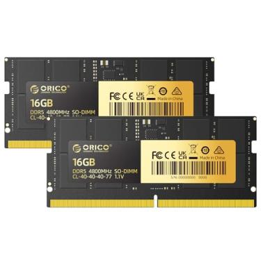 Imagem de ORICO Kit RAM de laptop DDR5 de 32 GB (2 x 16 GB), 4800 MHz CL40 1,1 V SODIMM, ECC on-Di, memória de alto desempenho de 262 pinos para laptops e notebooks – LS500